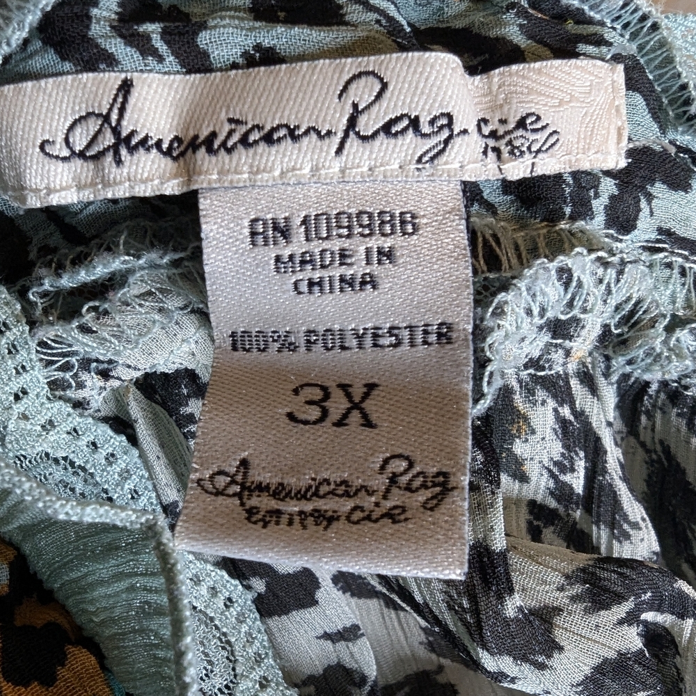 Mint Ruffle Animal Print Blouse - Picture 6 of 6